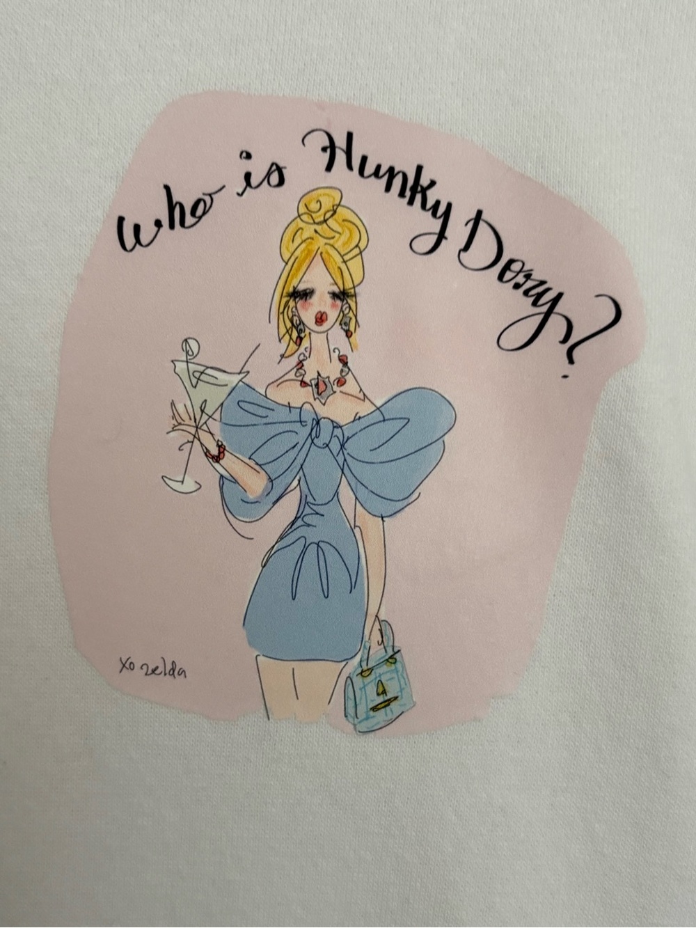 BRAVO Kathy Hilton Who Is Hunky Dory Funny Novelty White Hoodie Sweatshirt Sz L